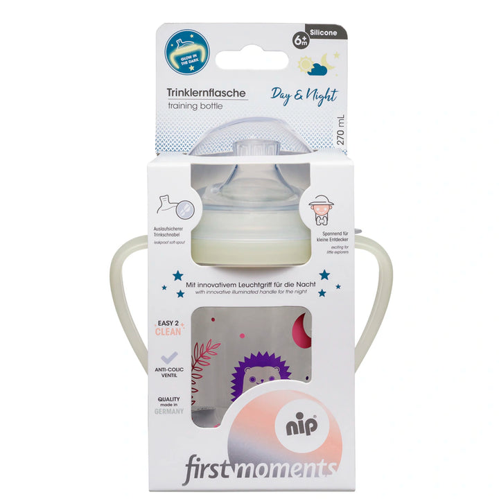 Nip First Moments Training Bottle Glow In The Dark Hedgehog