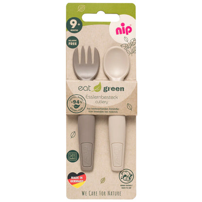 Nip Spoon & Fork Eco-Friendly Cutlery Set Pack of 2 (Grey)