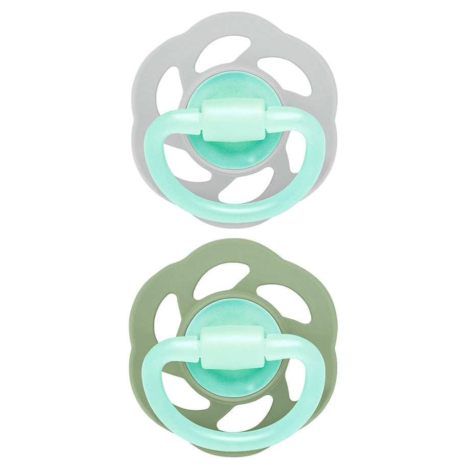 Nip Cherry Air Night Glow In The Dark Round Latex Soother (Grey & Green)