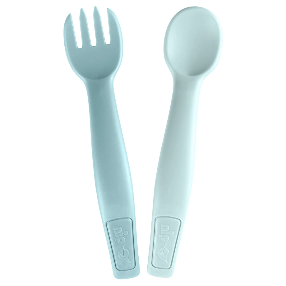 Nip Bio Based Plastic Cutlery Spoon & Fork Set (Blue)