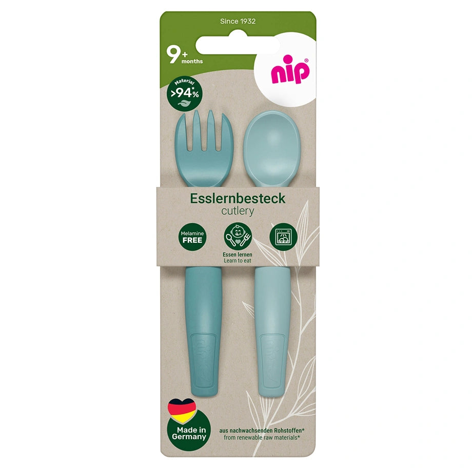 Nip Bio Based Plastic Cutlery Spoon & Fork Set (Blue)