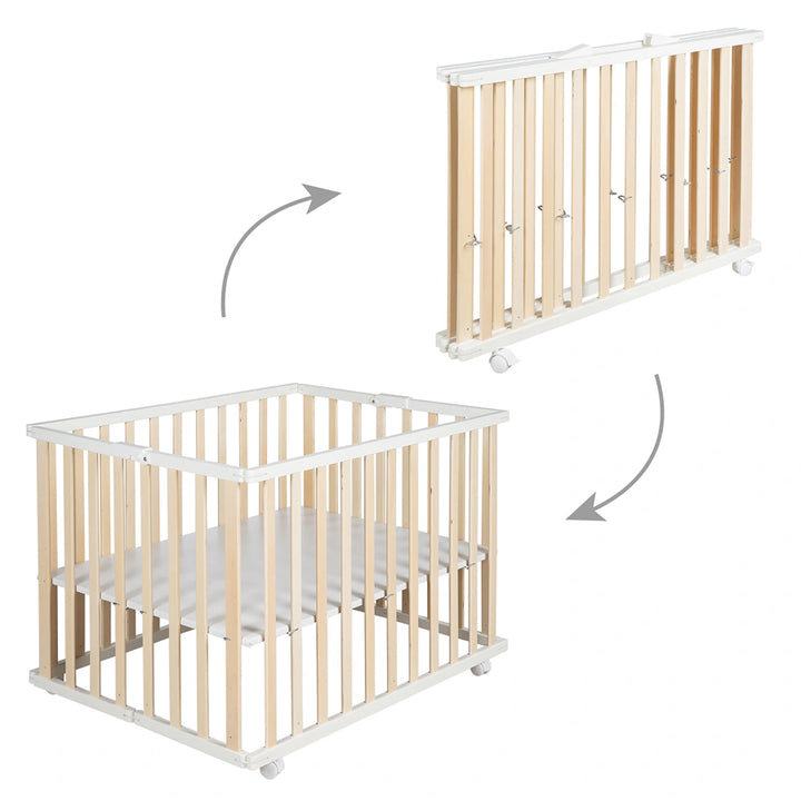 Roba Wooden Foldable Playpen 74 x 100 cm (White)