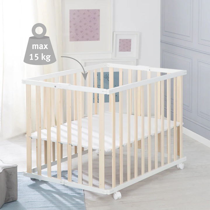 Roba Wooden Foldable Playpen 74 x 100 cm (White)