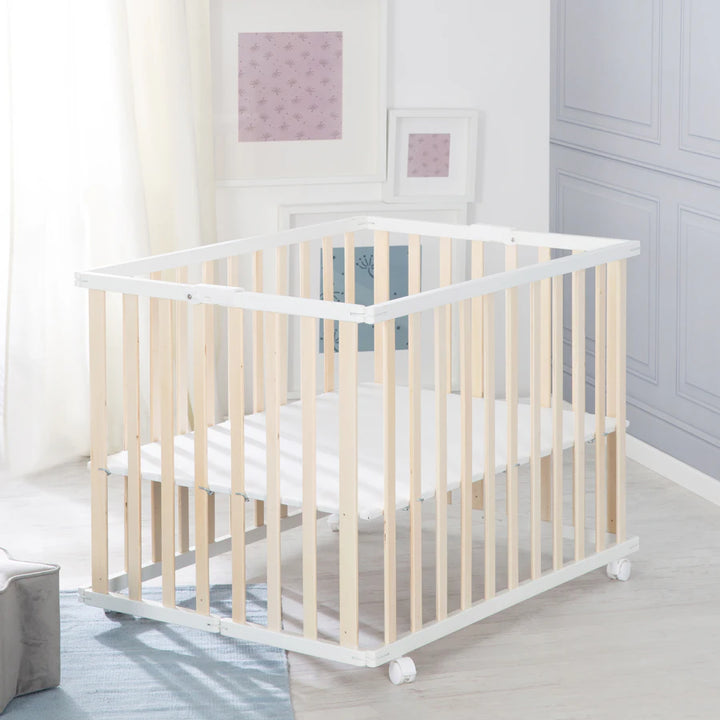 Roba Wooden Foldable Playpen 74 x 100 cm (White)