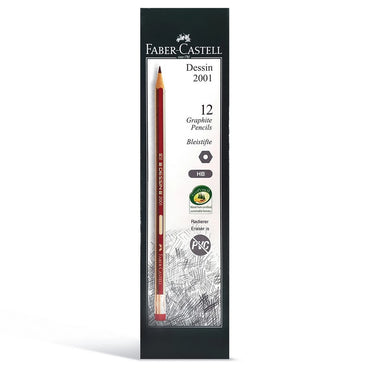 Faber-Castell - Dessin Graphite Pencil HB W/ Eraser Tip Pack of 12