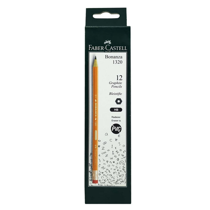 Faber-Castell - Bonanza Graphite Pencil HB W/ Eraser Tip Pack of 12