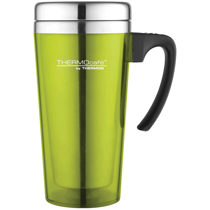 Thermos Stainless Steel With Plastic Cover Drinking Mug 400 ml (Lime Green)