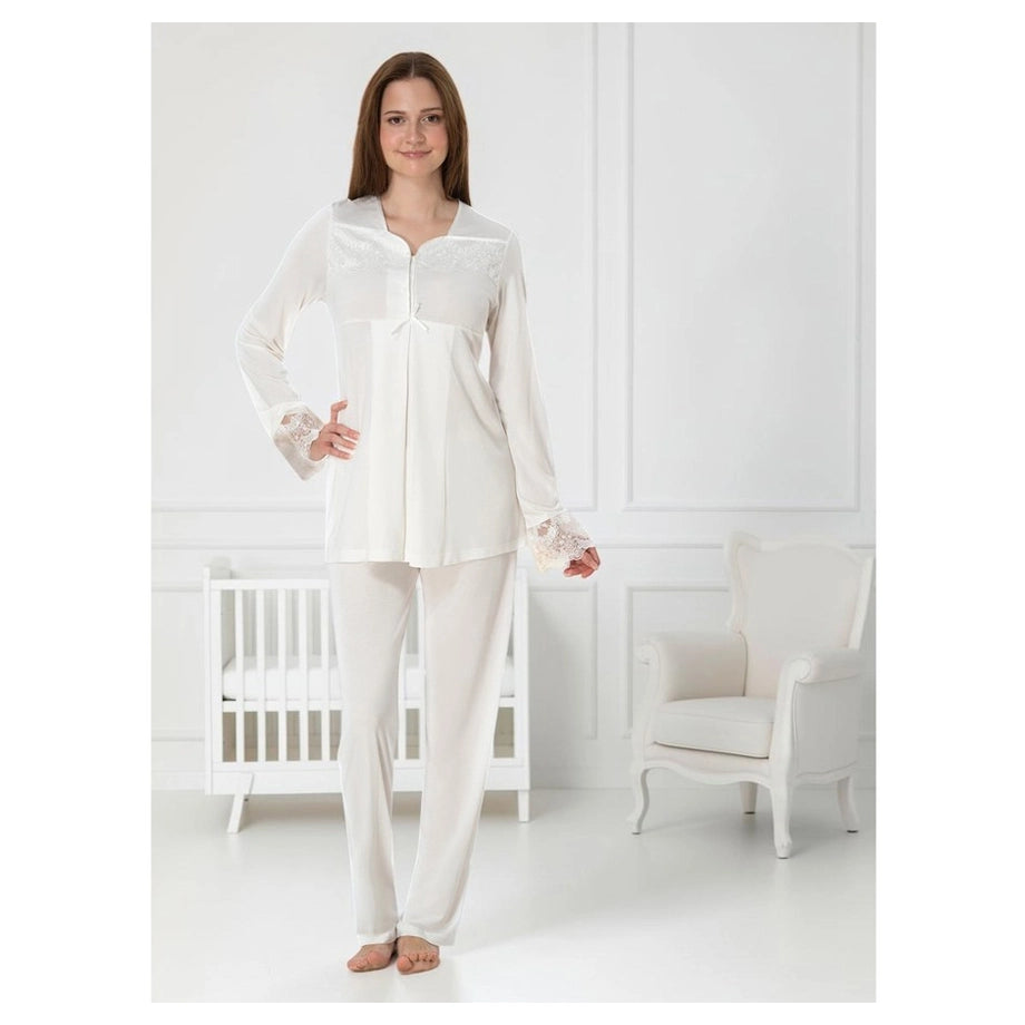 Mini Plum Pyjama Set Maternity & Nursing (White)