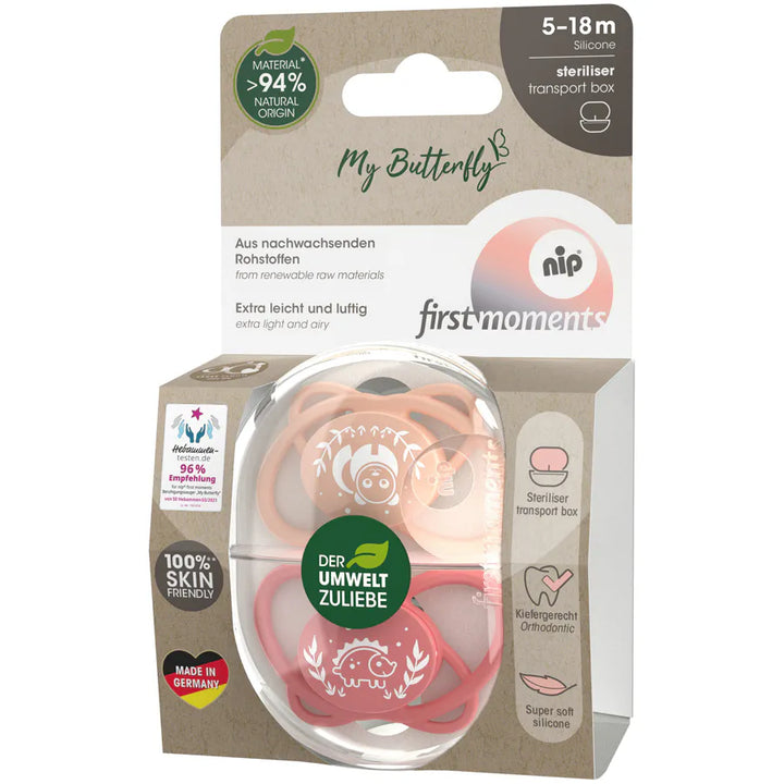 Nip Butterfly Soother With Sterilizer Box Pack of 2 (Pink) 5-18 months
