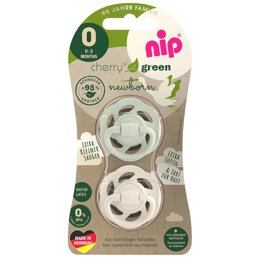 Nip Newborn Cherry Round Latex Eco-Friendly Soother (Green/Brown)
