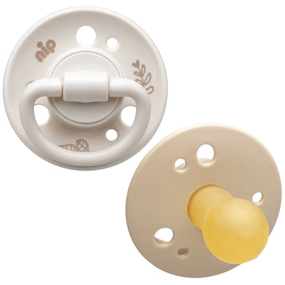 Nip Cherry Round Latex Eco-Friendly Soother (Brown/Beige) 6m+