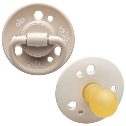 Nip Cherry Round Latex Eco-Friendly Soother (Brown/Beige) 6m+