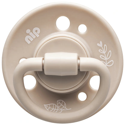 Nip Cherry Round Latex Eco-Friendly Soother (Brown/Beige) 6m+
