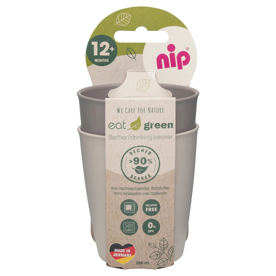 Nip Stackable & Eco-Friendly Drinking Beaker Pack of 2 (Grey)