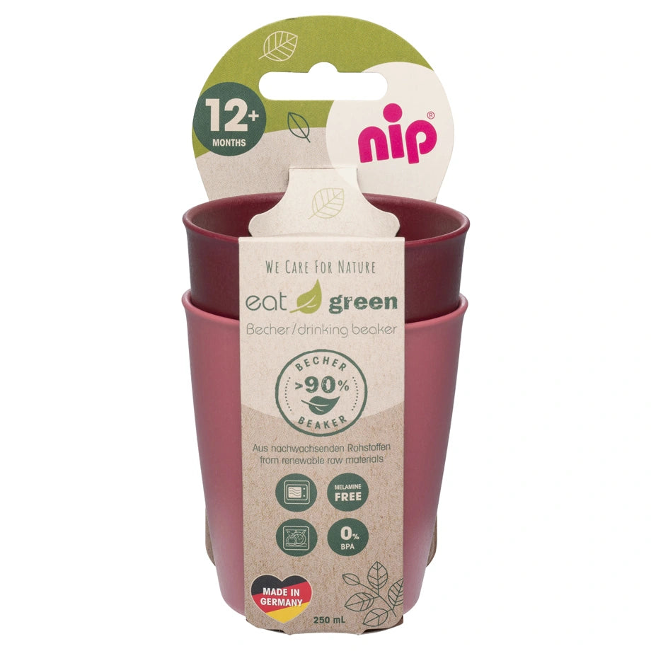Nip Stackable & Eco-Friendly Drinking Beaker Pack of 2 (Red)
