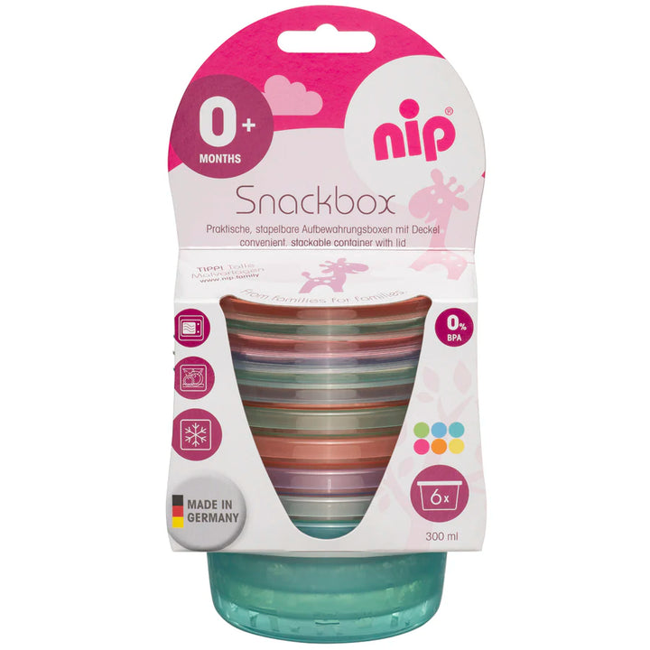 Nip Snackbox Stackable Baby Food Storage Giraffe Multicolor Pack of 6