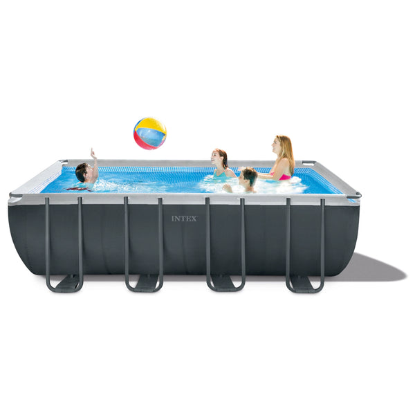 Intex Ultra XTR Rectangular Pool Set (W/220-240v Sand Filter Pump, Safety Ladder, Ground Cloth, Cover)