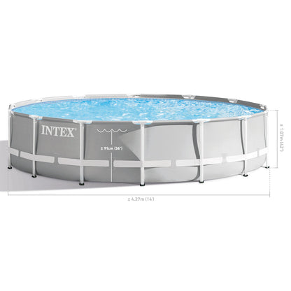 Intex Prism Frame Premium Pool Set (W/220-240v Filter Pump, Safety Ladder, Ground Cloth, Cover)
