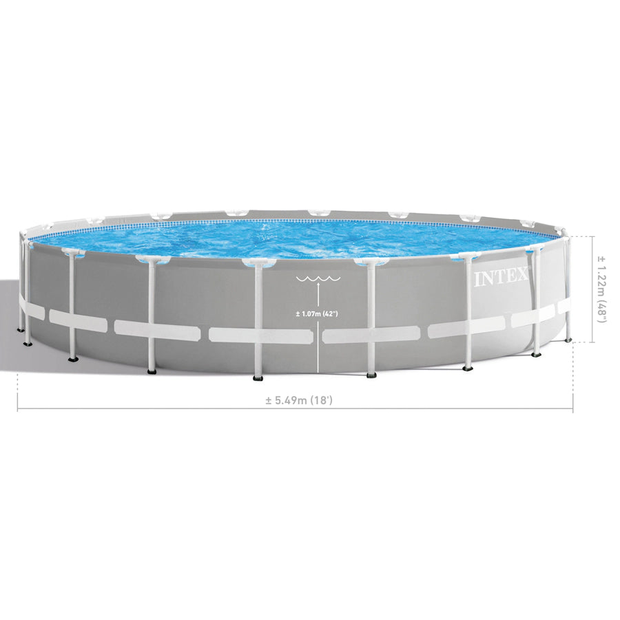 Intex Prism Frame Premium 5.49m Pool Set (W/220-240v Filter Pump, Safety Ladder, Ground Cloth, Cover)