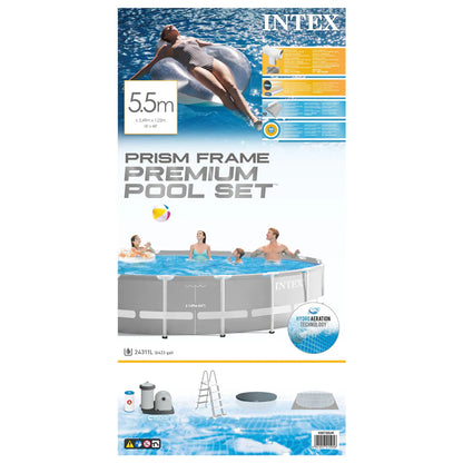 Intex Prism Frame Premium 5.49m Pool Set (W/220-240v Filter Pump, Safety Ladder, Ground Cloth, Cover)