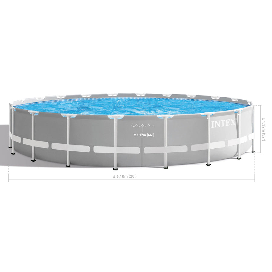 Intex Prism Frame Premium 6.1m Pool Set (W/220-240v Filter Pump, Safety Ladder, Ground Cloth, Cover)