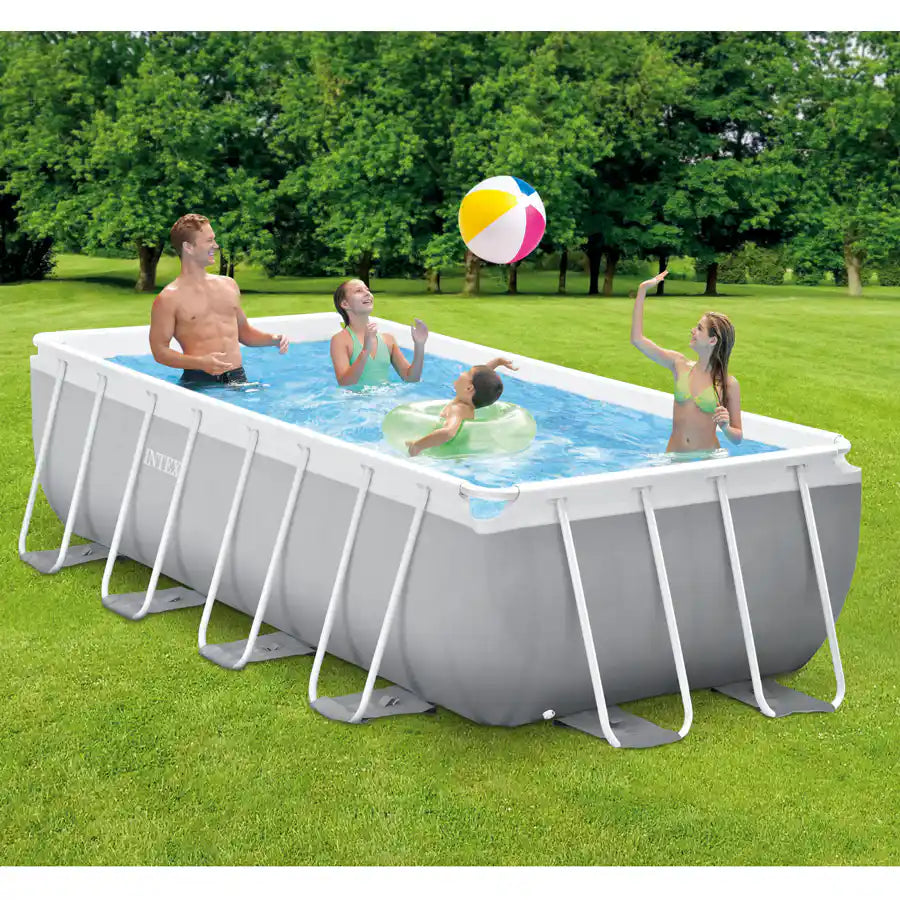 Intex Prism Frame Rectangular 4m Pool Set (W/220-240v Filter Pump, Safety Ladder)