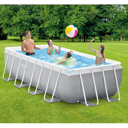 Intex Prism Frame Rectangular 4m Pool Set (W/220-240v Filter Pump, Safety Ladder)
