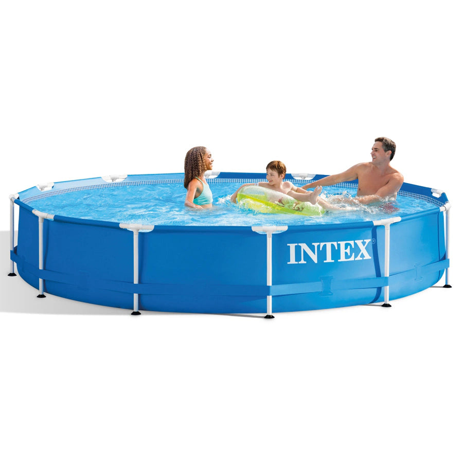 مجموعة حمام سباحة بإطار معدني من Intex (مع مضخة فلتر 220-240 فولت) مجموعة حمام سباحة بإطار معدني من Intex (مع مضخة فلتر 220-240 فولت)