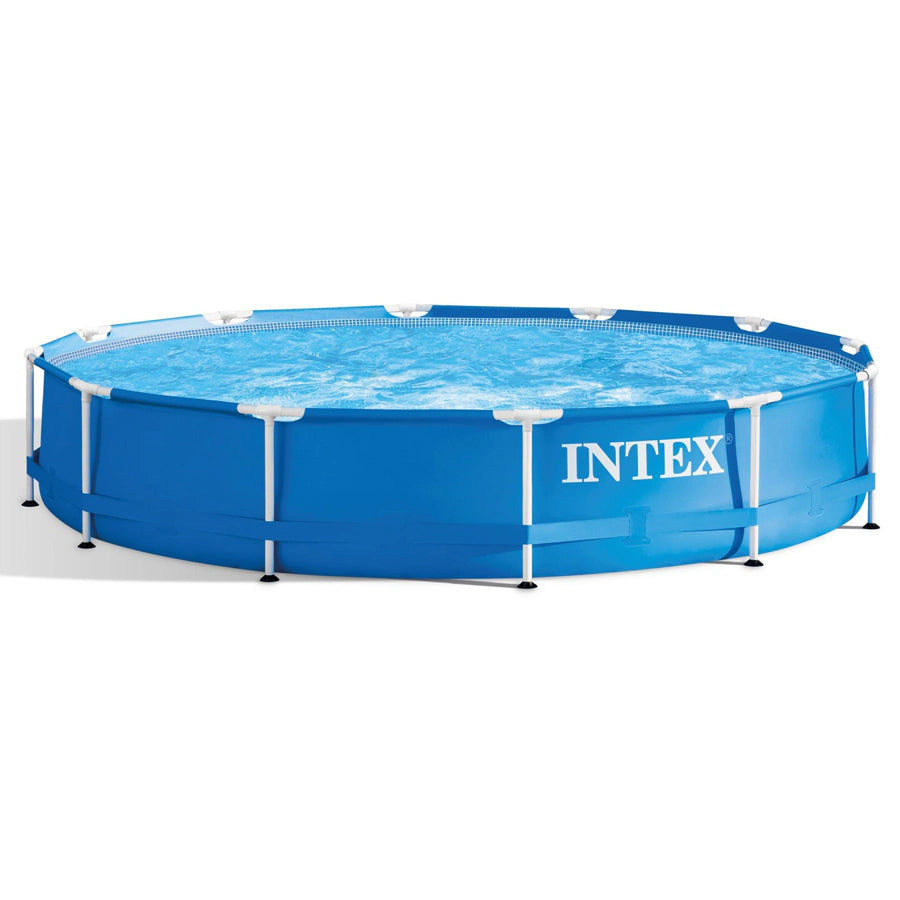 مجموعة حمام سباحة بإطار معدني من Intex (مع مضخة فلتر 220-240 فولت) مجموعة حمام سباحة بإطار معدني من Intex (مع مضخة فلتر 220-240 فولت)