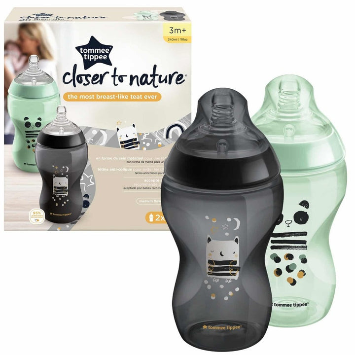 Tommee Tippee Closer to Nature Feeding Bottle, 340ml x 2 - Boy