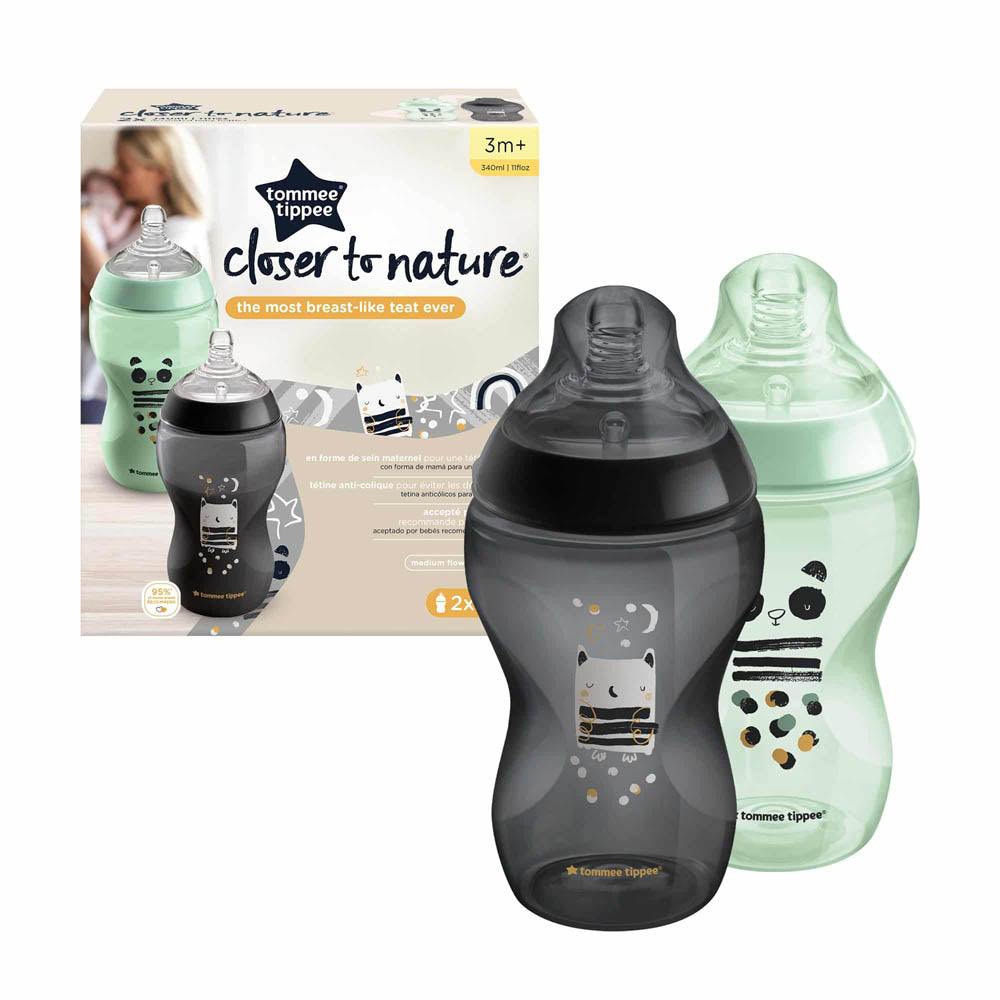 Tommee Tippee Closer to Nature Feeding Bottle, 340ml x 2 - Boy
