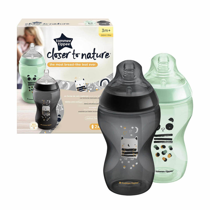 Tommee Tippee Closer to Nature Feeding Bottle, 340ml x 2 - Boy