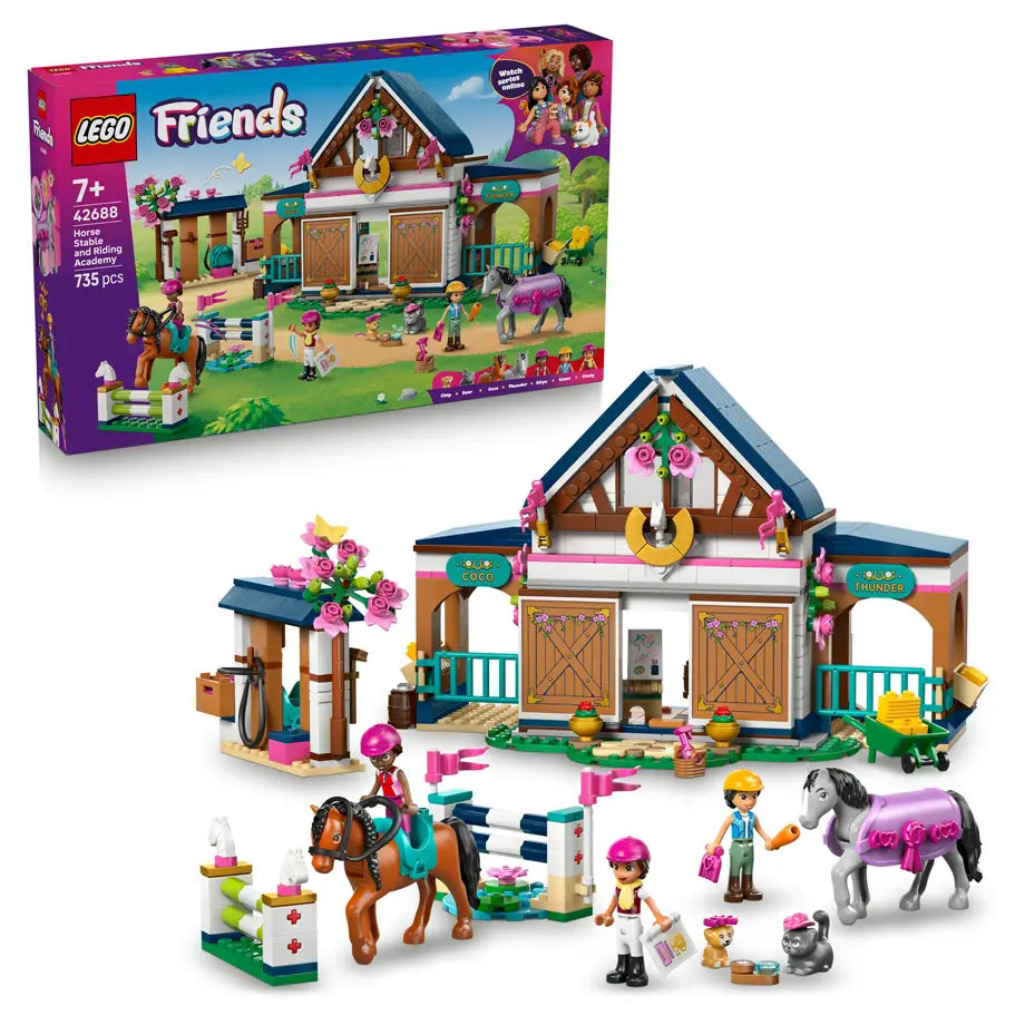 LEGO Friends Horse Stable and Riding Academy 42688 Building Toy Set (735 Pieces)