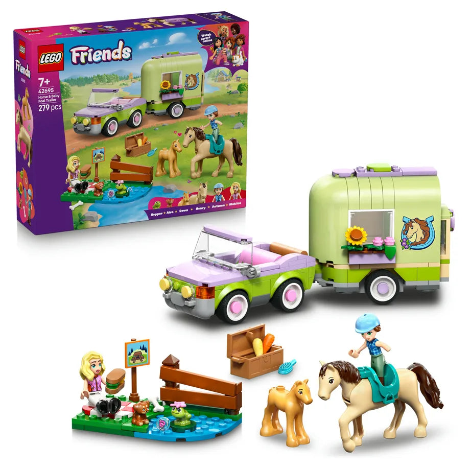 LEGO Friends Horse & Baby Foal Trailer 42695 Building Toy Set (279 Pieces)