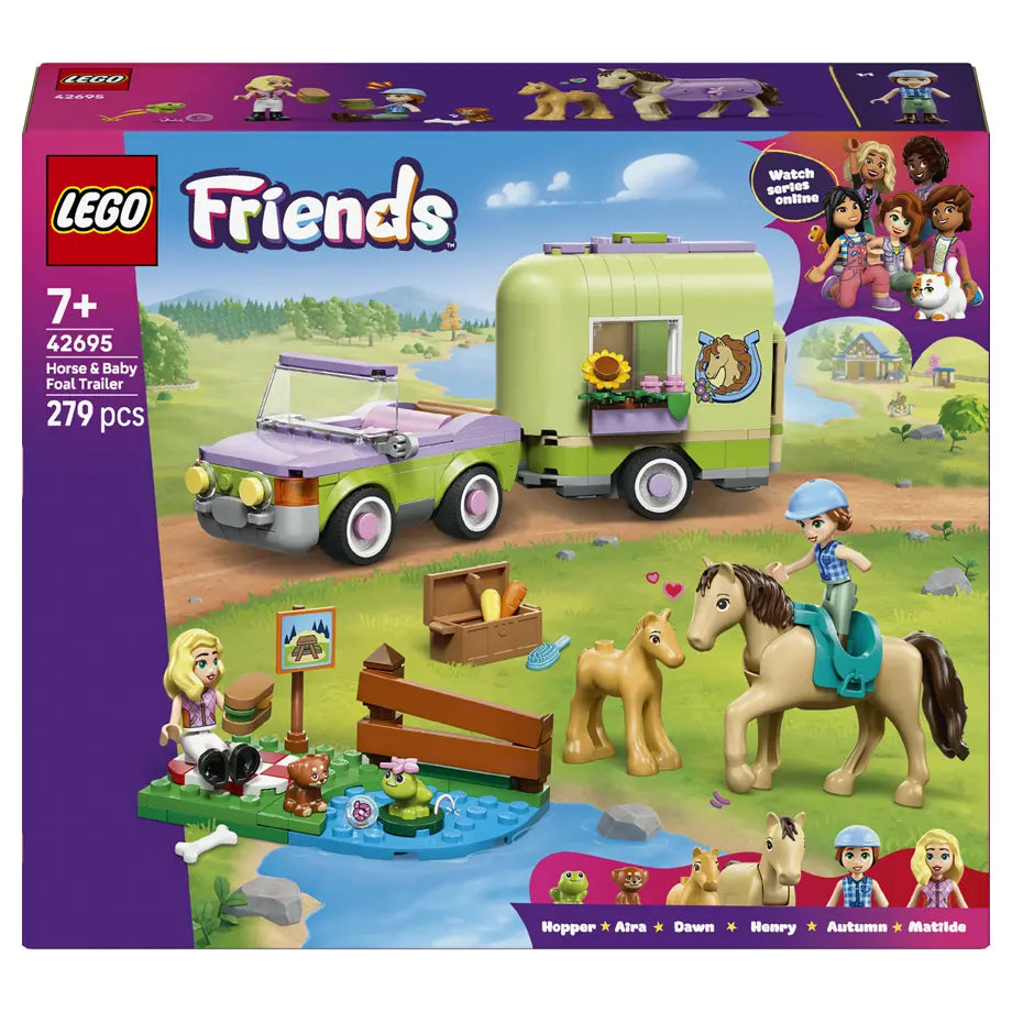 LEGO Friends Horse & Baby Foal Trailer 42695 Building Toy Set (279 Pieces)