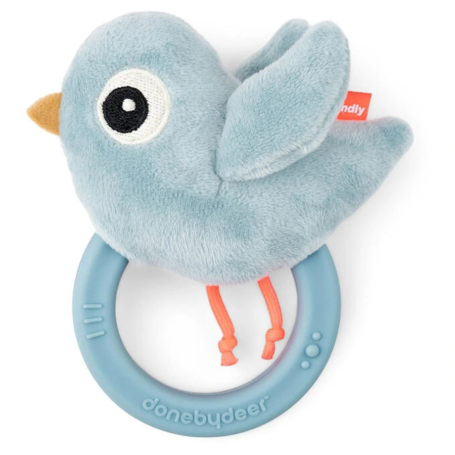 Done By Deer Sensory Rattle with Teether Birdee (Blue)