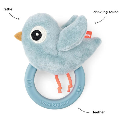 Done By Deer Sensory Rattle with Teether Birdee (Blue)