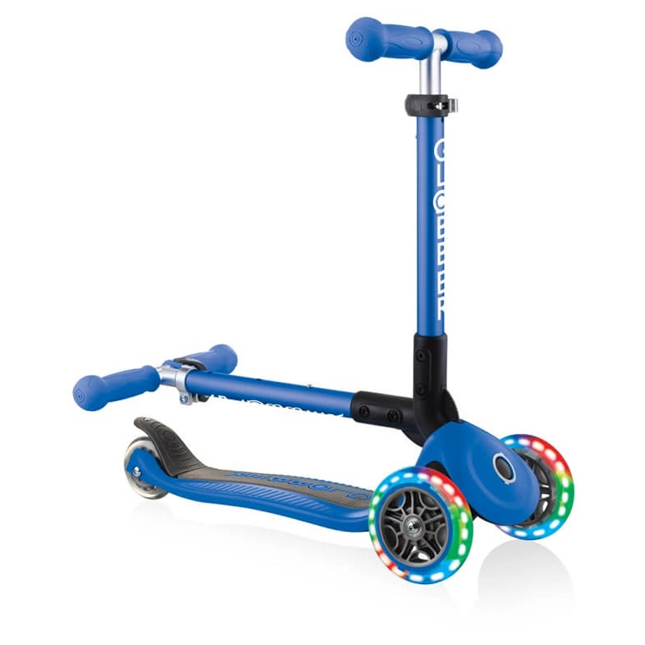 Globber Junior Foldable 3-Wheeled Kick Scooter (Navy Blue)