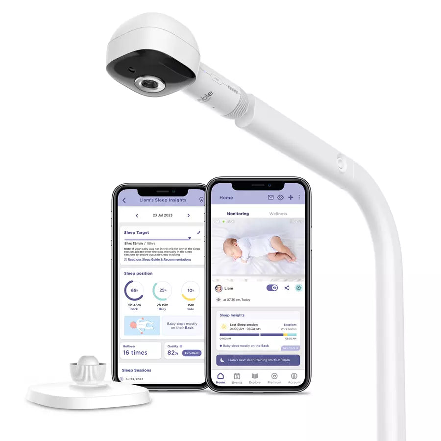 Hubble Connected SkyVision AI Camera with Adjustable Crib Mount (White)