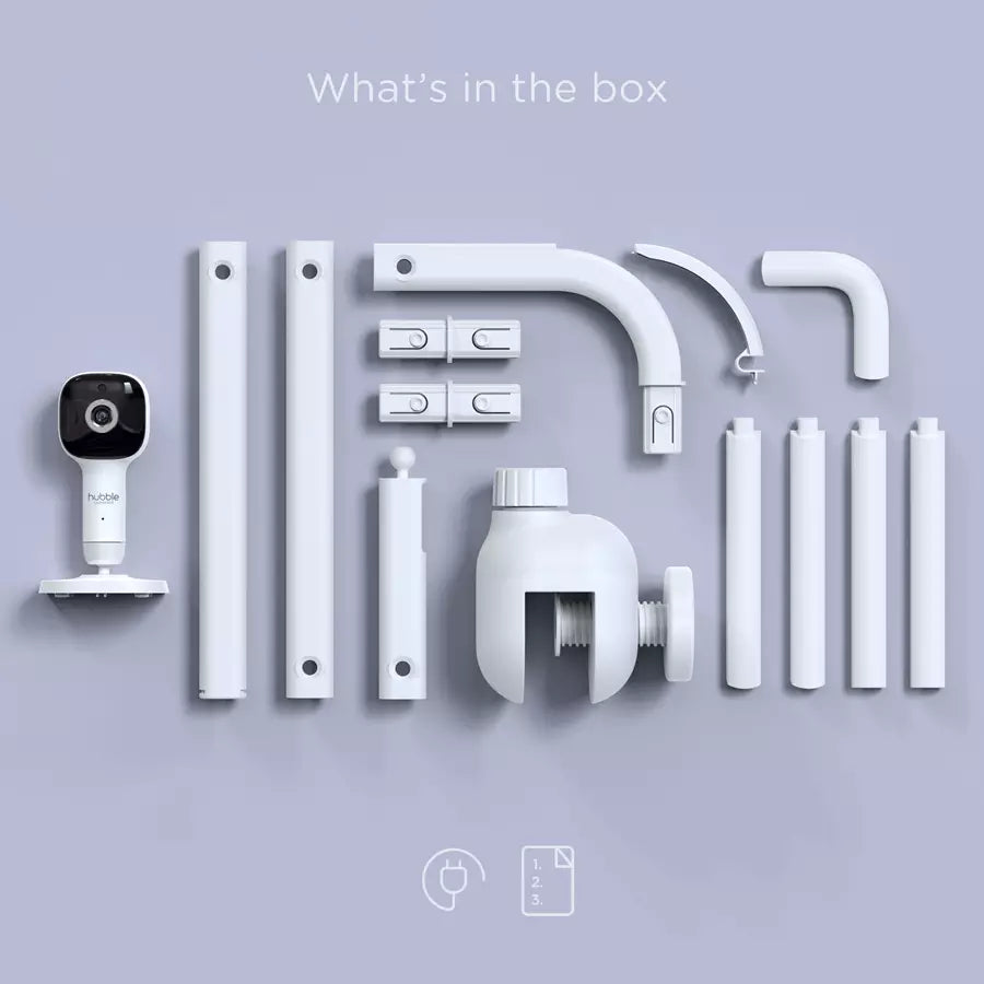 Hubble Connected SkyVision AI Camera with Adjustable Crib Mount (White)