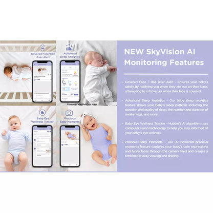 Hubble Connected SkyVision AI Camera with Adjustable Crib Mount (White)
