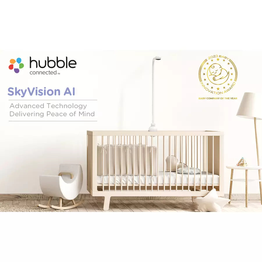 Hubble Connected SkyVision AI Camera with Adjustable Crib Mount (White)