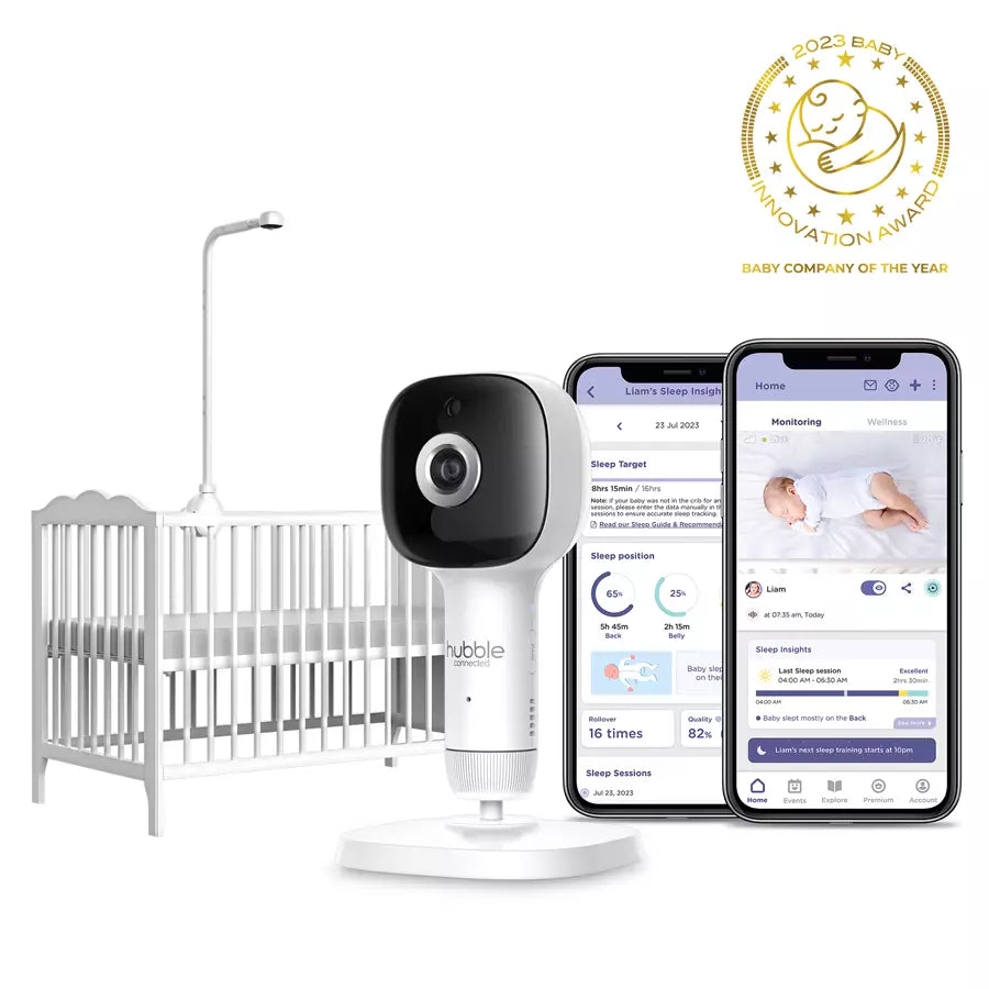 Hubble Connected SkyVision AI Camera with Adjustable Crib Mount (White)