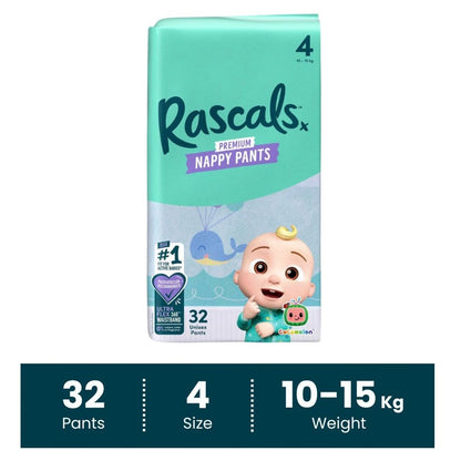 Rascals Training Diaper Pants Cocomelon Edition Size 4 (10–15 kg, 32 Count)