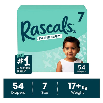 Rascals Premium Baby Diapers Jumbo Box (17+ kg, 54 Count)
