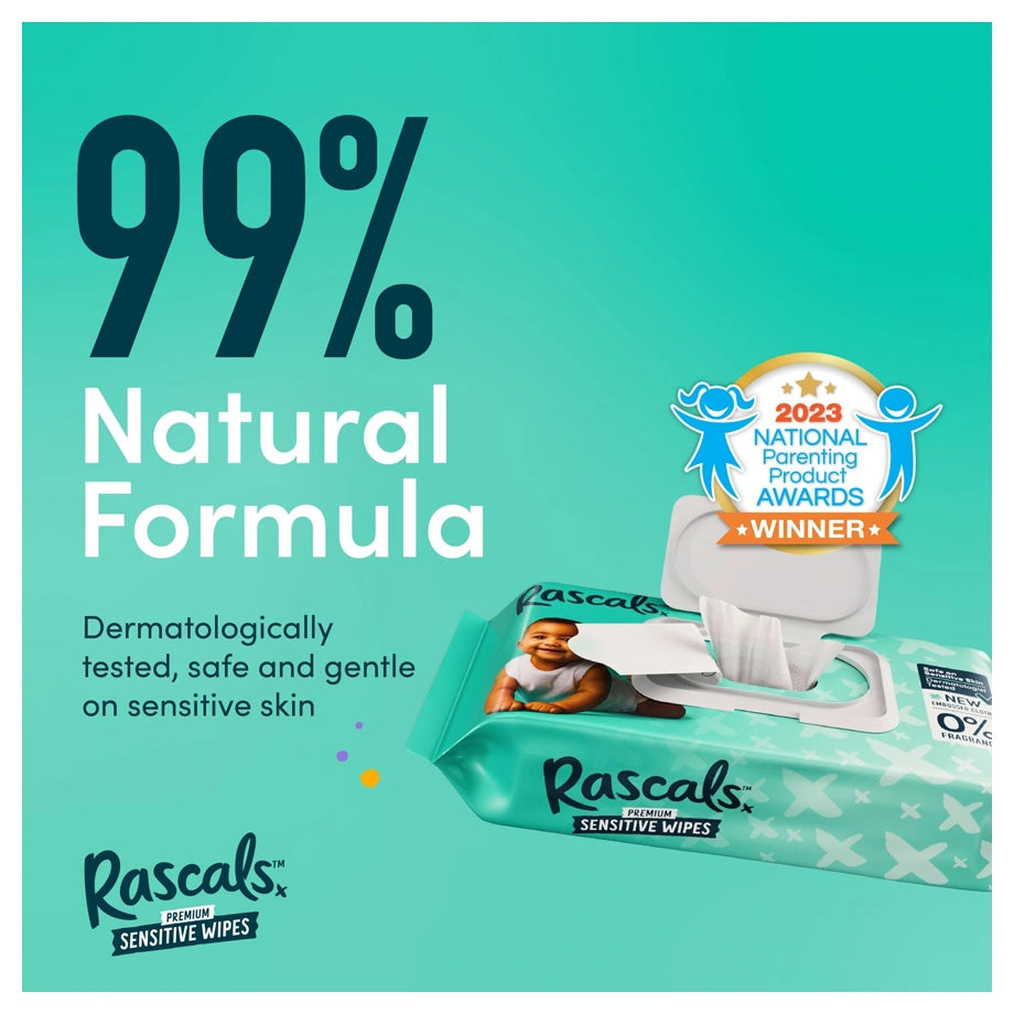 Rascals Premium Baby Sensitive Wipes (640 Count, 8 x 80)