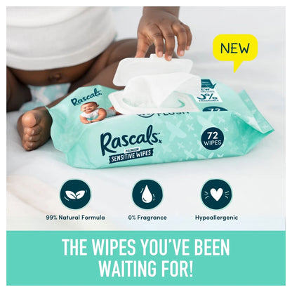 Rascals Premium Baby Sensitive Wipes (640 Count, 8 x 80)