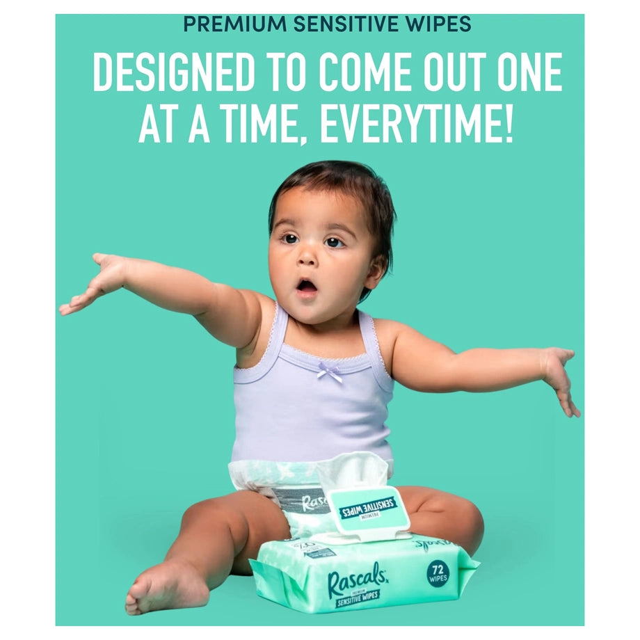 Rascals Premium Baby Sensitive Wipes (640 Count, 8 x 80)