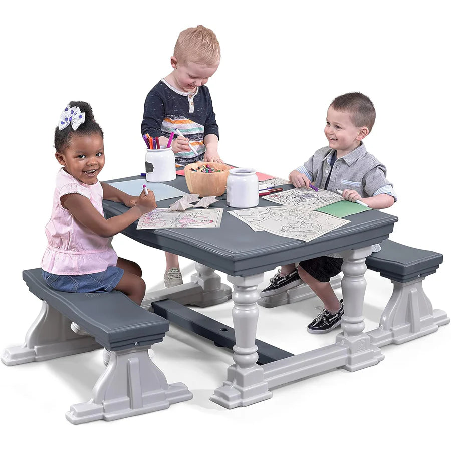 Step2 3 Piece Farmhouse Table - Bench Set - Kraft Carton