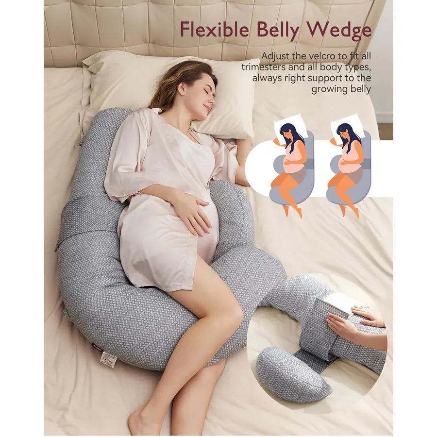 Momcozy F Shape Pregenent Pillow with Air Layer Cover